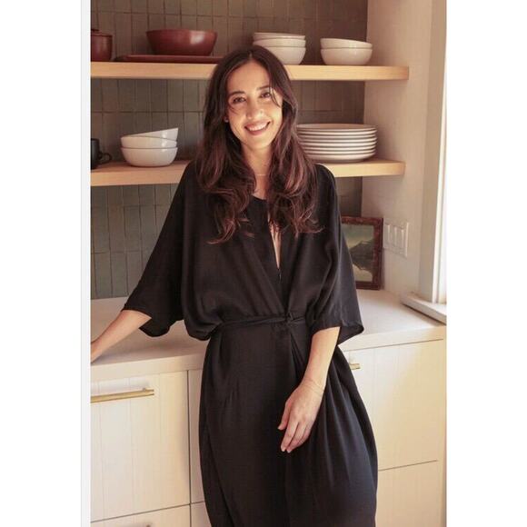 ODDBIRD Co Sz M/L Ruya Tunic Dress Black Viscose Midi NWT - Picture 11 of 13